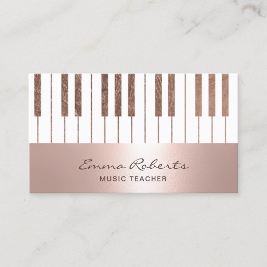 Muziekleraar Blush Roos Gold Piano Keys Musical Visitekaartje (Voorkant)