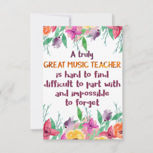 Muziekleraar Classroom Decor Appreciation Gift Bedankkaart