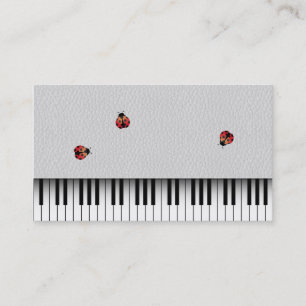Muziekleraar Cute Ladybugs & Piano Keys Leather Visitekaartje