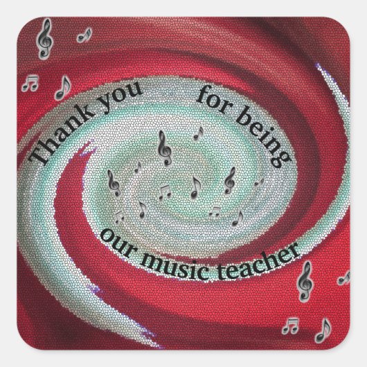 Muziekleraar Dank u voor een heldere weergave Vierkante Sticker (Voorkant)