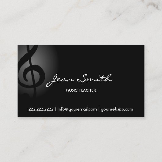 Muziekleraar Elegant Dark Clef Visitekaartje (Voorkant)