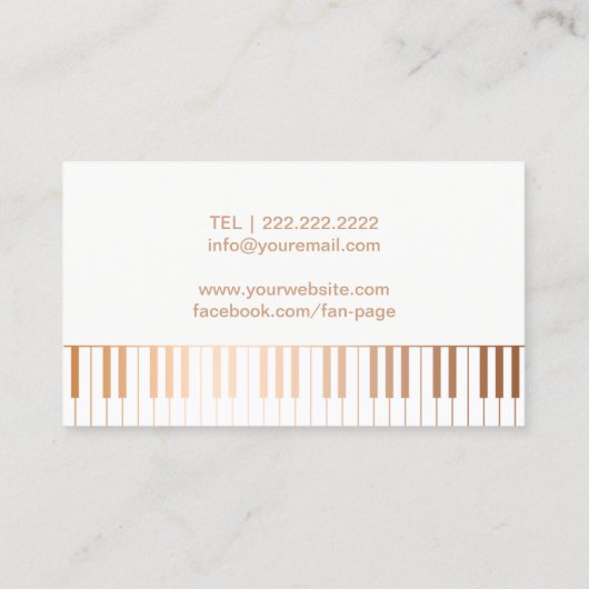 Muziekleraar Elegant Gold Piano Keys Musical Visitekaartje (Achterkant)