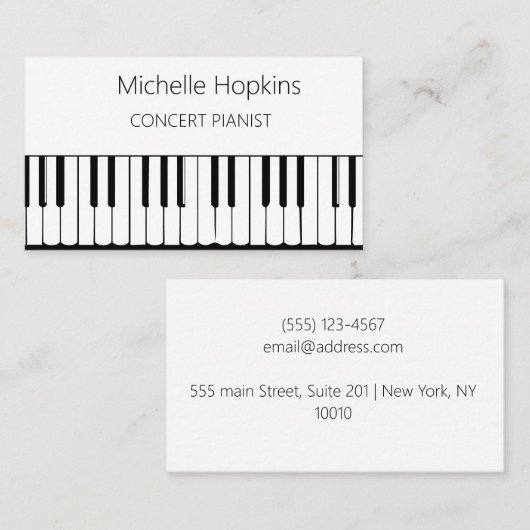 Muziekleraar Elegant Piano Keys Contactkaartje (Voorkant / Achterkant)