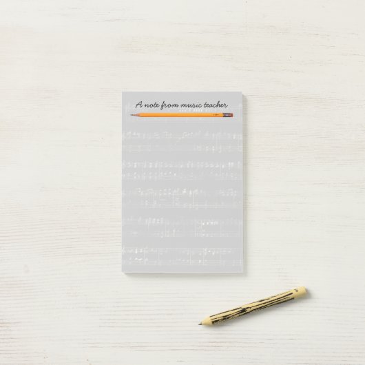 Muziekleraar Elegant Silver Musical Post-it® Notes (Op bureau)