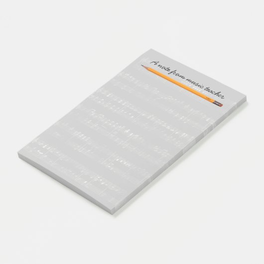 Muziekleraar Elegant Silver Musical Post-it® Notes (Schuin)