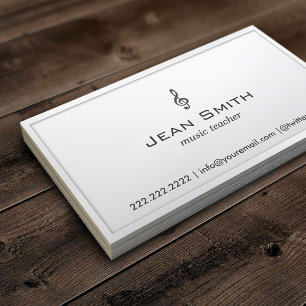 Muziekleraar Elegant White Border Minimal Visitekaartje
