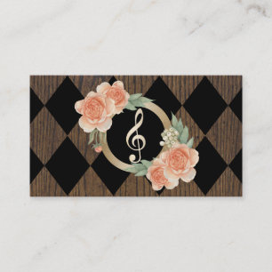 Muziekleraar Floral Gold Clef Visitekaartje