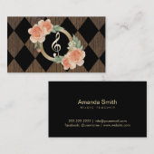 Muziekleraar Floral Gold Clef Visitekaartje (Voorkant / Achterkant)