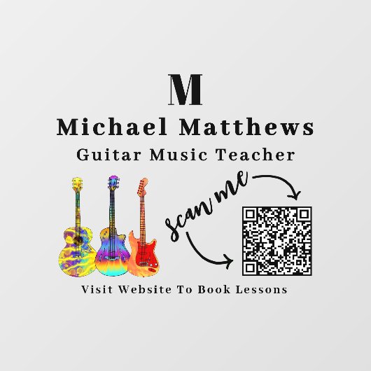 Muziekleraar Gitaarlessen QR-code Raamsticker (Vel)