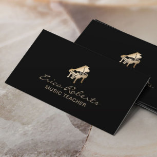 Muziekleraar Gold Piano-pictogram Classy Musical Visitekaartje