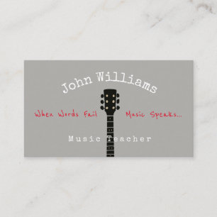 Muziekleraar grijs visitekaartje + gitaarhals