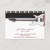 Muziekleraar Guitar en Piano Keys Visitekaartje (Achterkant)