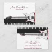 Muziekleraar Guitar en Piano Keys Visitekaartje (Voorkant / Achterkant)