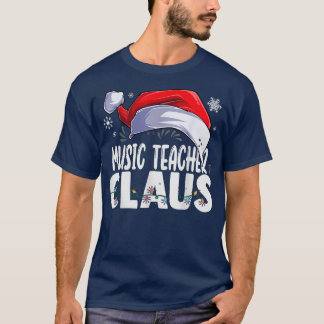Muziekleraar kerstman met kerstcadeau t-shirt