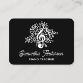 Muziekleraar Modern Black Floral Treble Visitekaartje (Voorkant)
