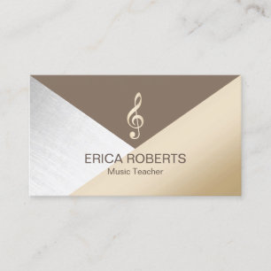 Muziekleraar Modern Gold Brown Silver Musical Visitekaartje