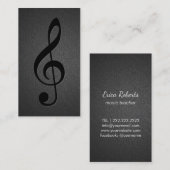Muziekleraar Musical Clef Symbol Elegant Black Visitekaartje (Voorkant / Achterkant)