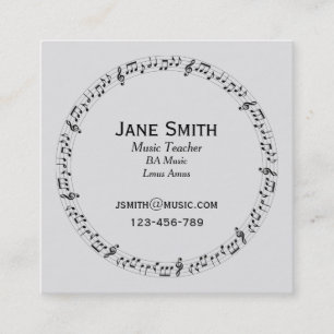 Muziekleraar muziek tutor muzieknoten vierkante visitekaartje