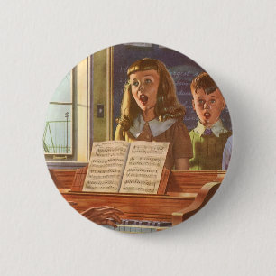 Muziekleraar Oude Stijl die Studenten Leert Zingen Ronde Button 5,7 Cm