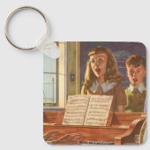 Muziekleraar Oude Stijl die Studenten Leert Zingen Sleutelhanger (Voorkant)