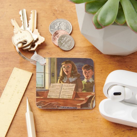 Muziekleraar Oude Stijl die Studenten Leert Zingen Sleutelhanger (Bureau)