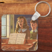 Muziekleraar Oude Stijl die Studenten Leert Zingen Sleutelhanger (Achterkant)