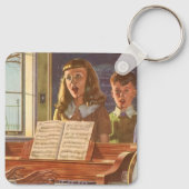 Muziekleraar Oude Stijl die Studenten Leert Zingen Sleutelhanger (Achterkant)