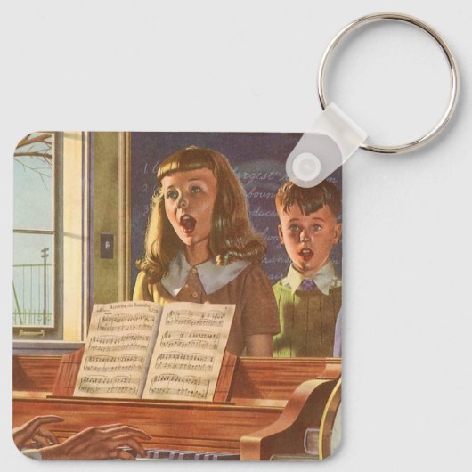 Muziekleraar Oude Stijl die Studenten Leert Zingen Sleutelhanger (Achterkant)