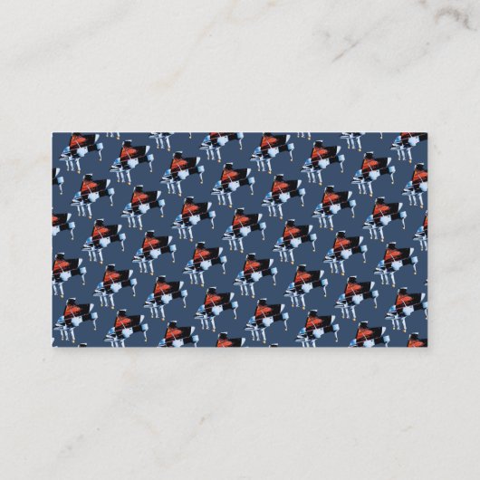 Muziekleraar piano elegant blauw visitekaartje (Achterkant)
