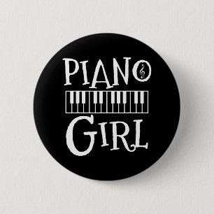 Muziekleraar Piano Girl-toetsenbord Ronde Button 5,7 Cm