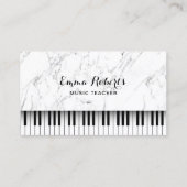 Muziekleraar Piano Keys Elegant White Marble Visitekaartje (Voorkant)