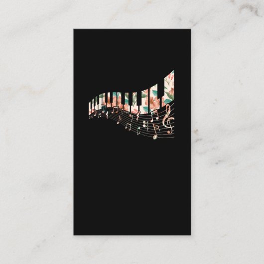 Muziekleraar Piano Keys Flower Keyboard Player Visitekaartje (Voorkant)