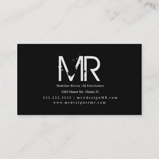 Muziekleraar Piano Night Club DJ Guitar Visitekaartje (Achterkant)