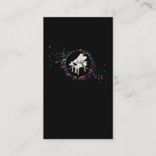 Muziekleraar Piano Player Colorful Musical Notes Visitekaartje