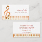 Muziekleraar Piano-toetsenbord elegante muzieknoot Visitekaartje (Voorkant / Achterkant)