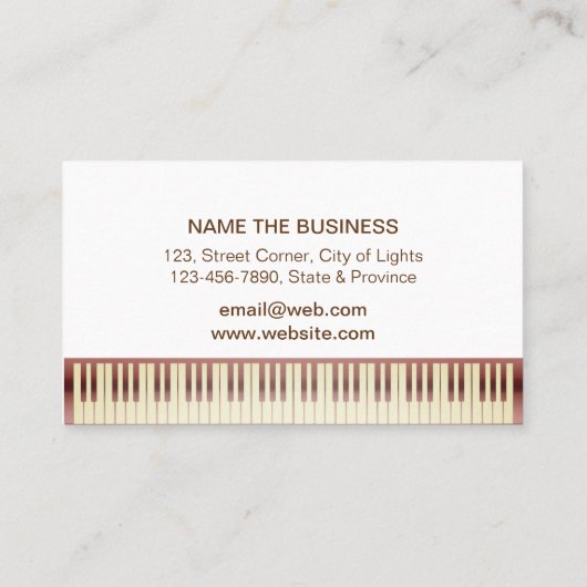 Muziekleraar Piano-toetsenbord Gold Visitekaartje (Achterkant)