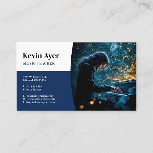 Muziekleraar | piano visitekaartje (Voorkant)