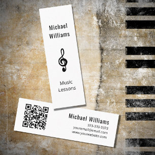 Muziekleraar QR-code Simple Treble Clef Mini Visitekaartje