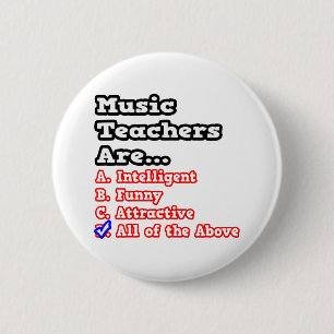 Muziekleraar Quiz...Joke Ronde Button 5,7 Cm