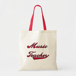 Muziekleraar rode overhemden en cadeautjes tote bag