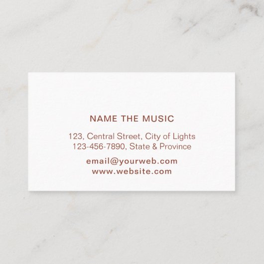 Muziekleraar Roos Gold Musical Note Visitekaartje (Achterkant)