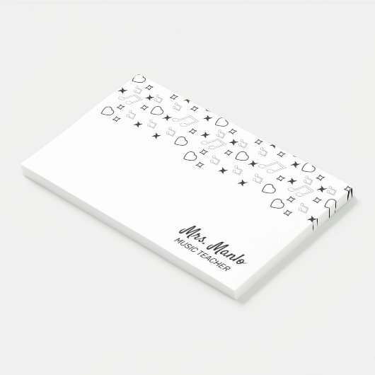 Muziekleraar Script Naam Muzieknoten Post-it® Notes (Schuin)
