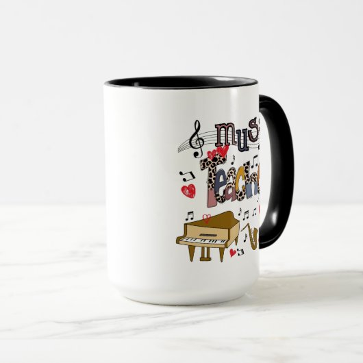 Muziekleraar Sublimation Design, muzieknoleraar Mok (Voorkant rechts)