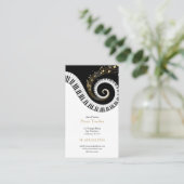 Muziekleraar | Swirl Black White Piano Visitekaartje (Staand voorkant)