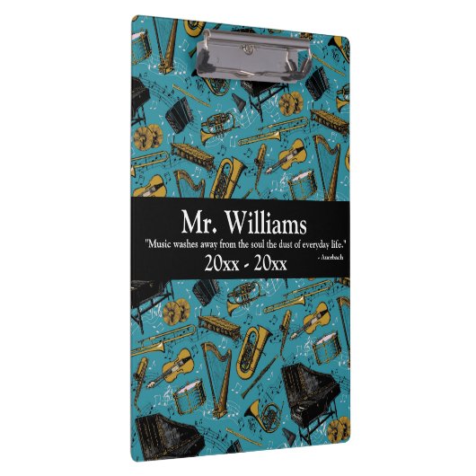 Muziekleraar, terug naar school, instrumenten klembord (Rechts)