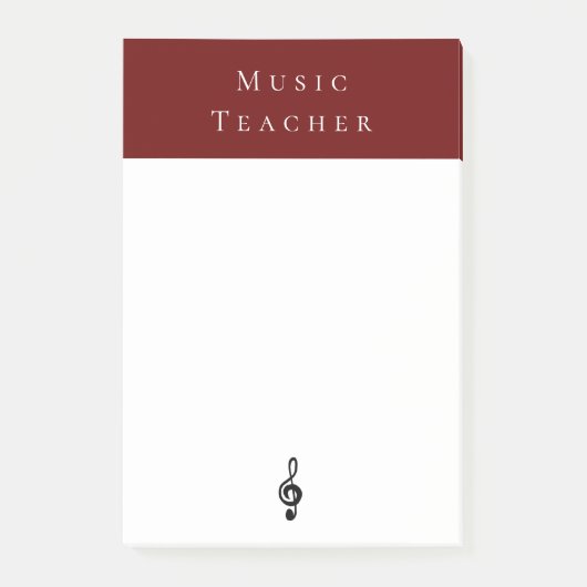 Muziekleraar Treble Clef Musical Red Post-it® Notes (Voorkant)