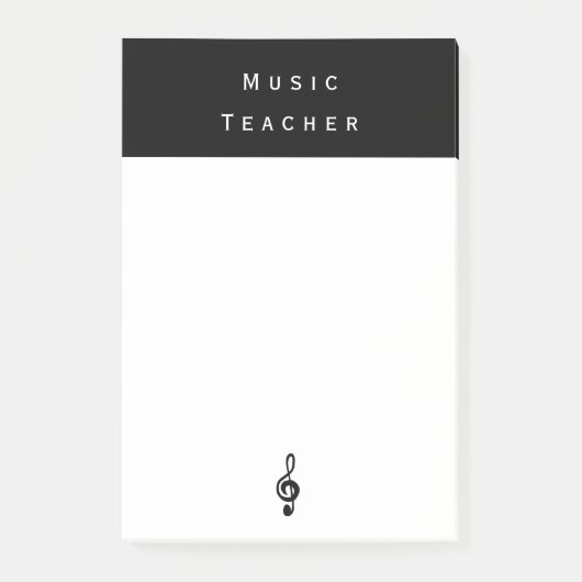 Muziekleraar Treble Clef Zwart Wit Minimalist Post-it® Notes (Voorkant)
