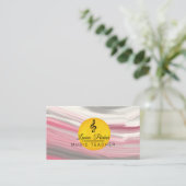 Muziekleraar Treble Note roze Sound Waves Visitekaartje (Staand voorkant)