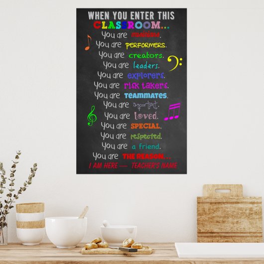 Muziekleraar - Wanneer u deze regels voor het lesl Poster (Keuken)
