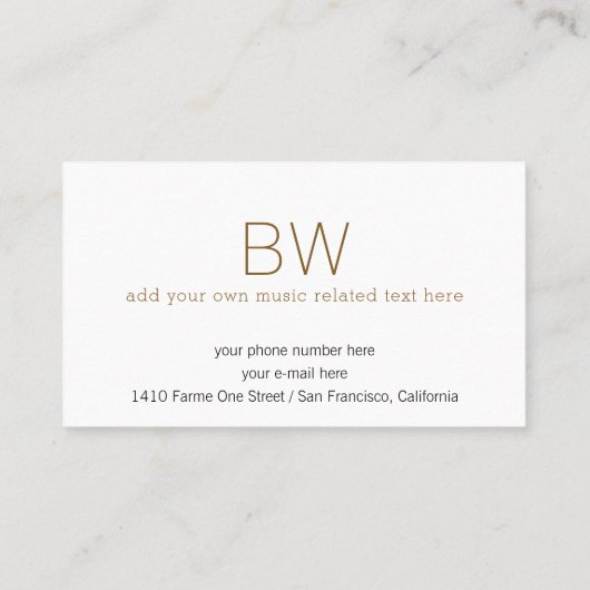 Muziekleraar wit visitekaartje met music_note (Achterkant)